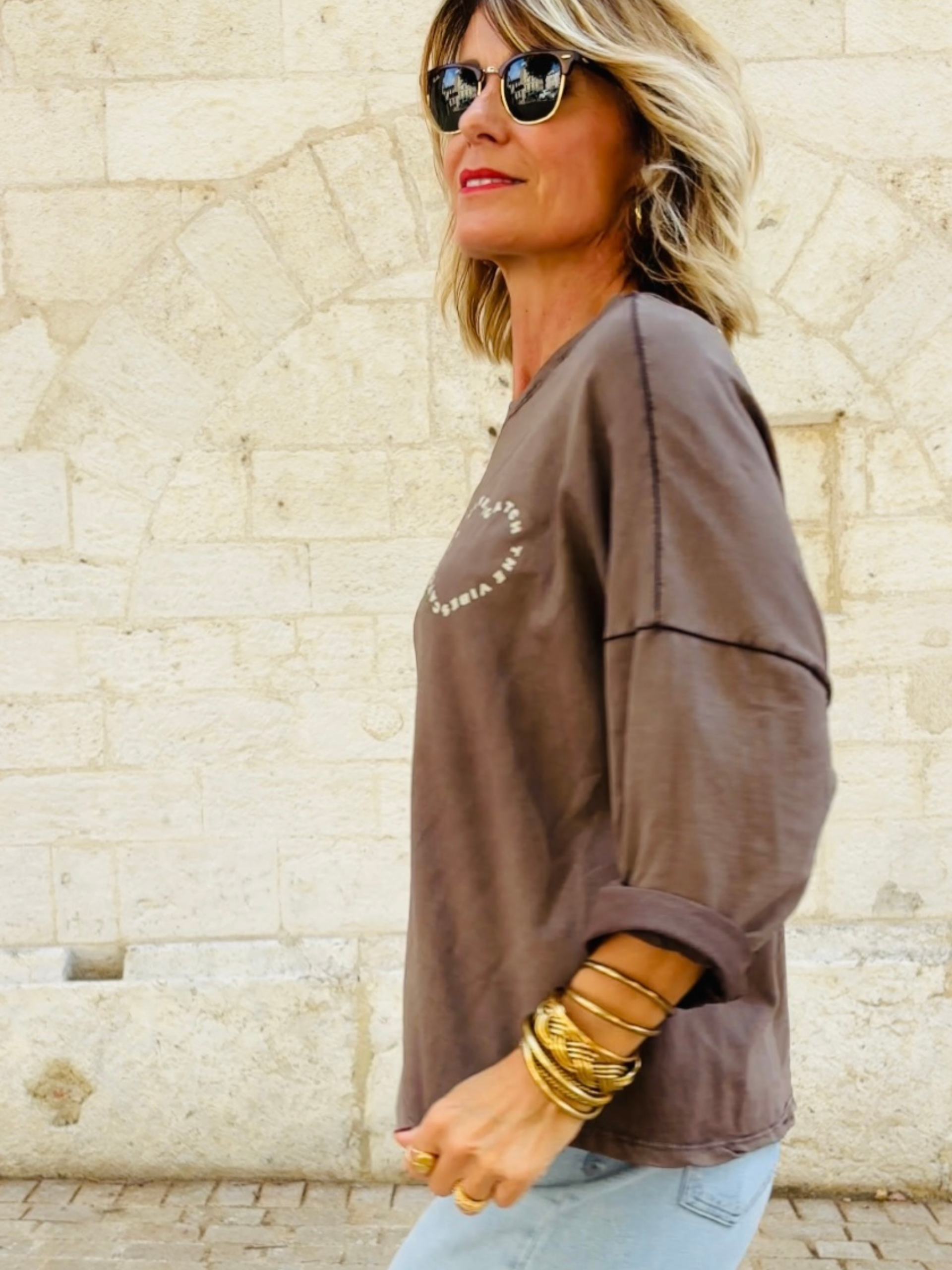 T-shirt GOOD VIBES Choco