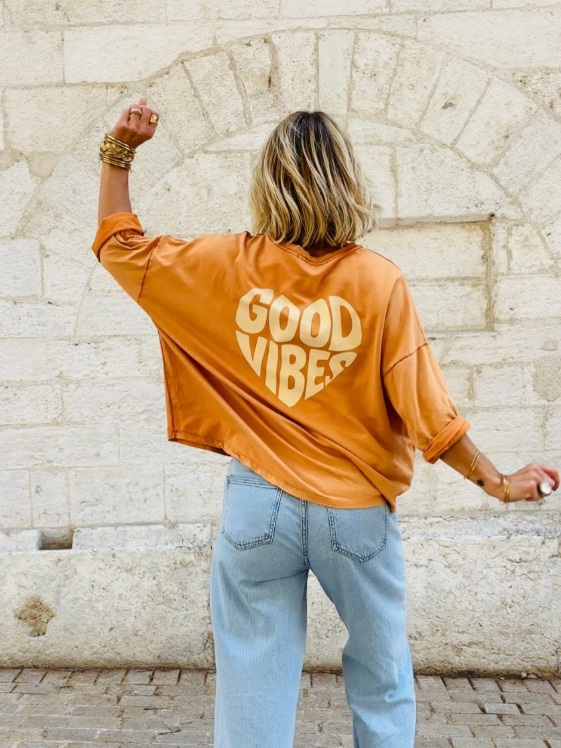 T-shirt GOOD VIBES Orange