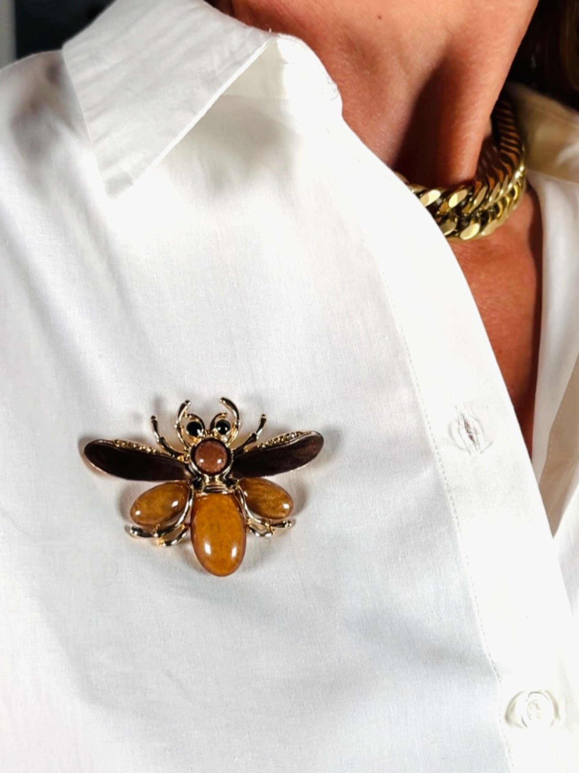 Broche ABEILLE camel