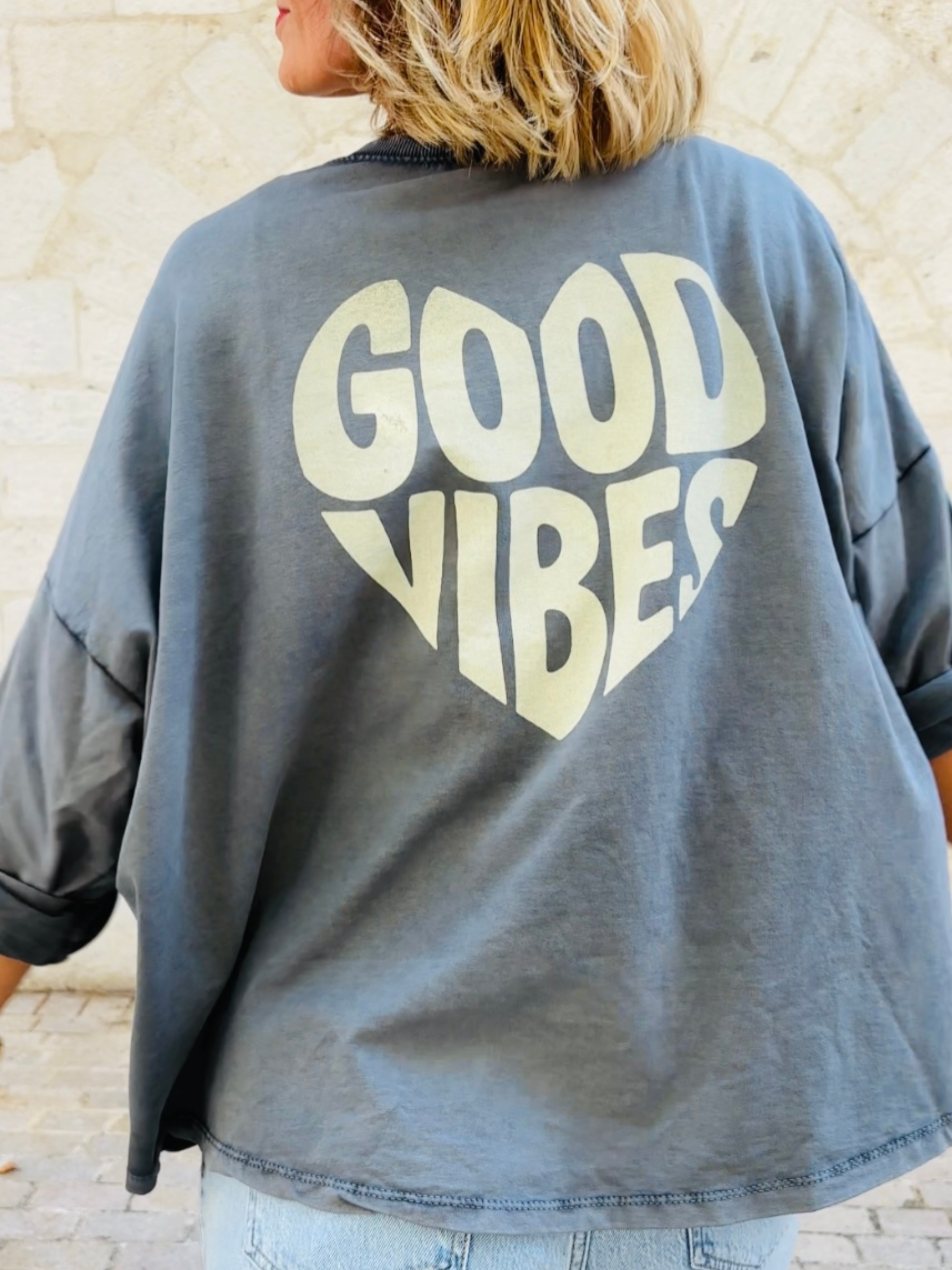 T-shirt GOOD VIBES Gris
