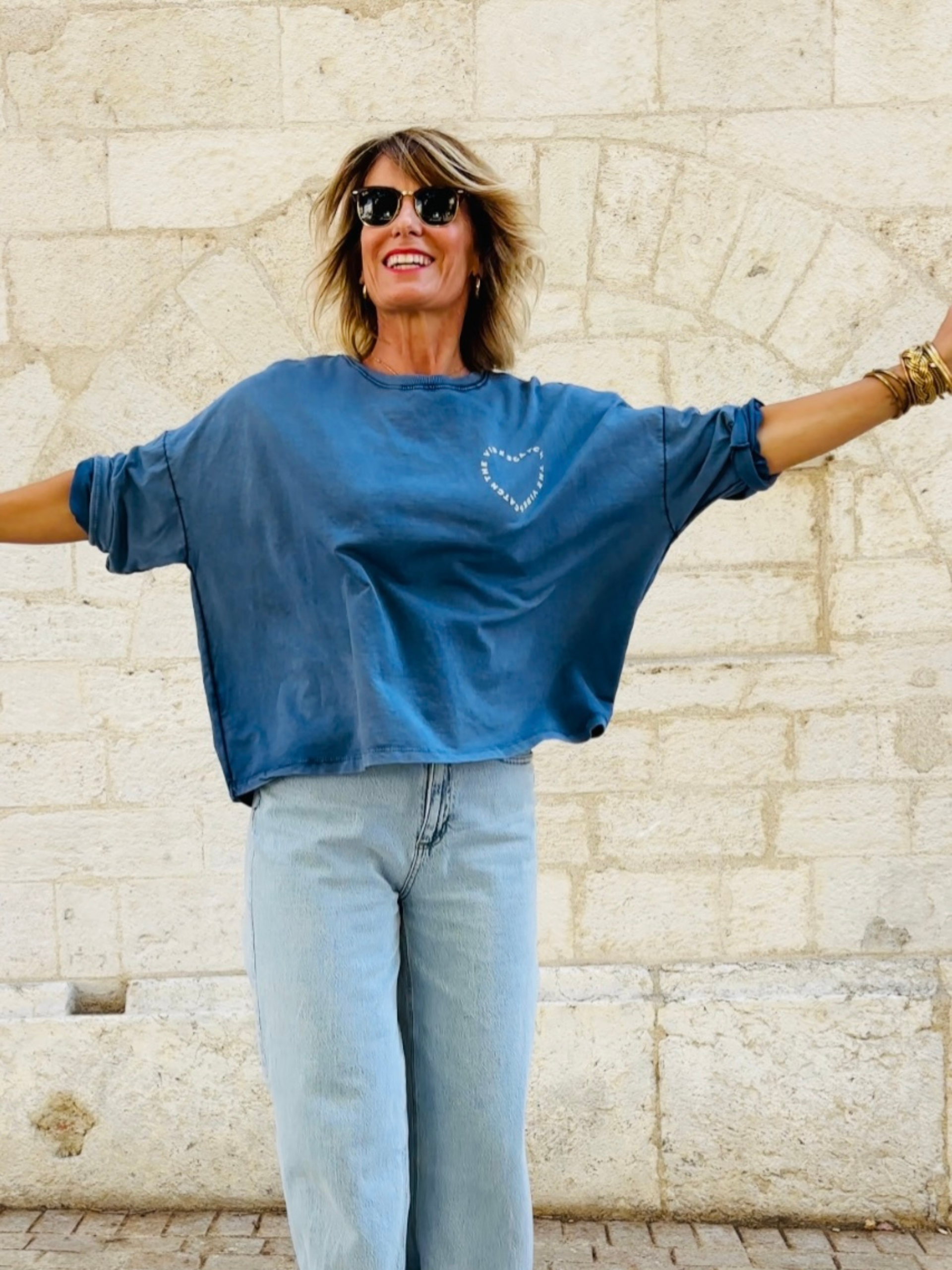 T-shirt GOOD VIBES Bleu