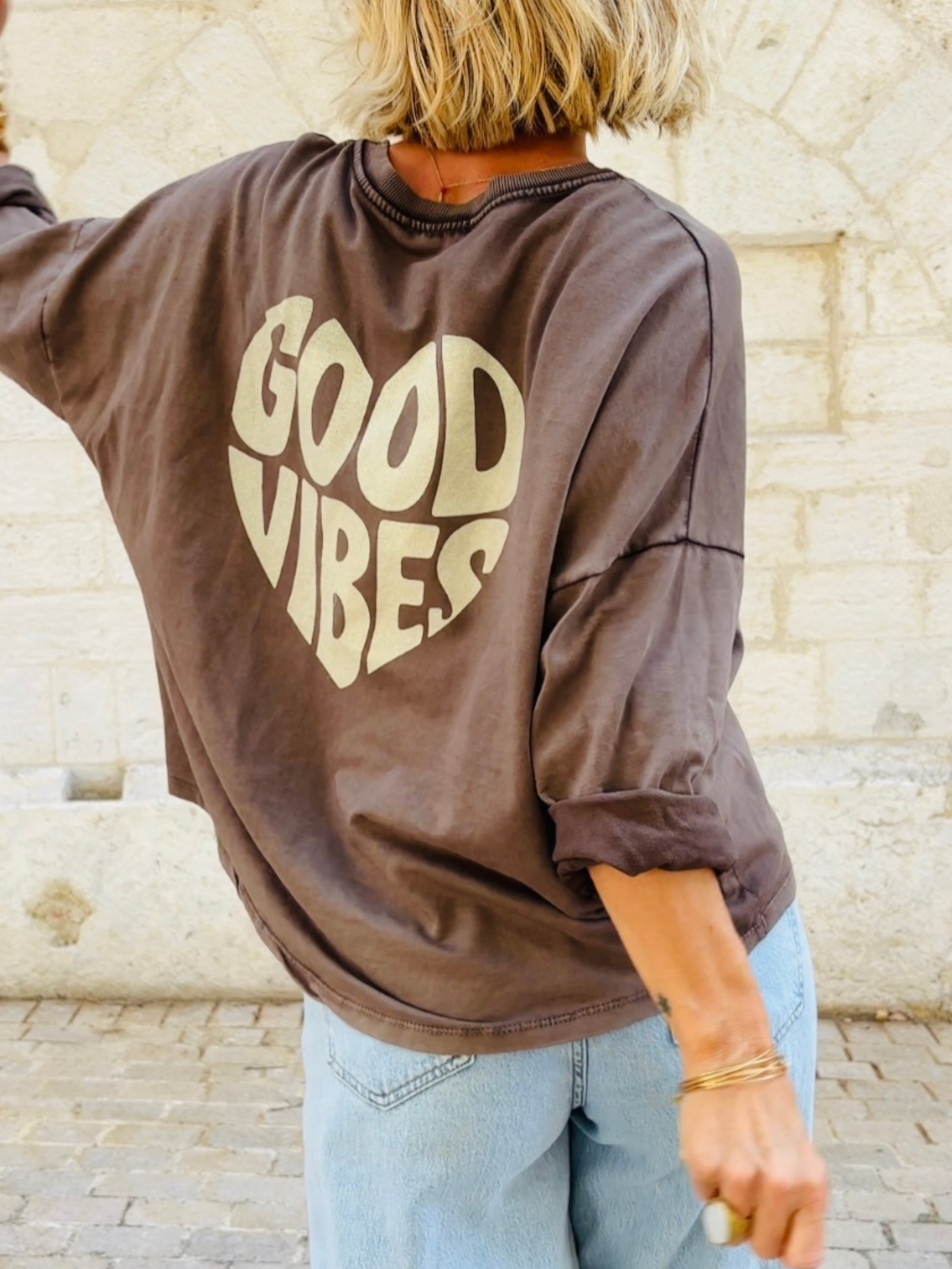 T-shirt GOOD VIBES Choco