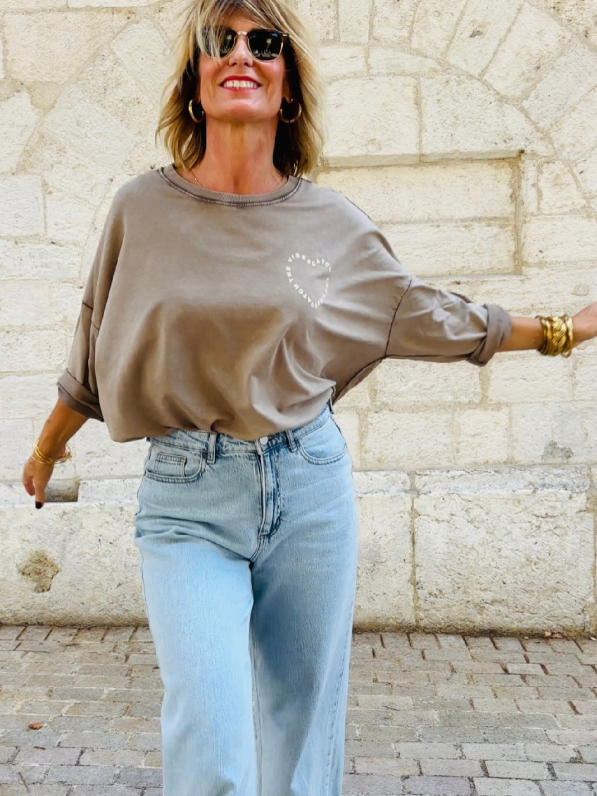 T-shirt GOOD VIBES Taupe