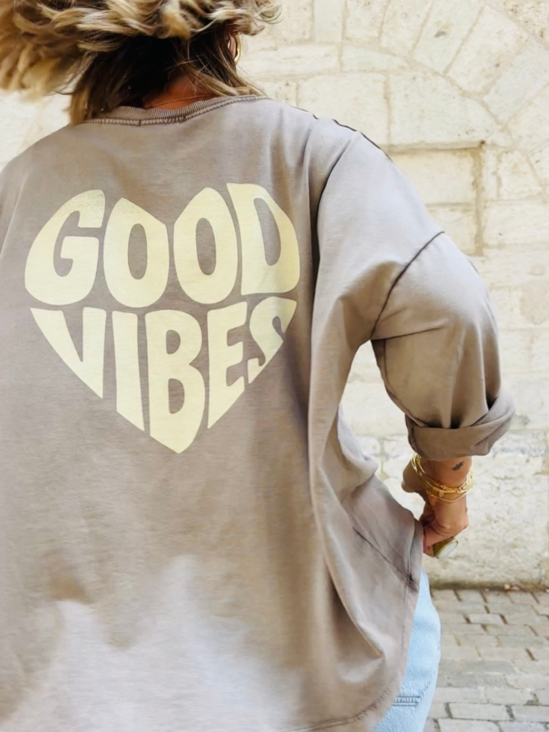 T-shirt GOOD VIBES Taupe
